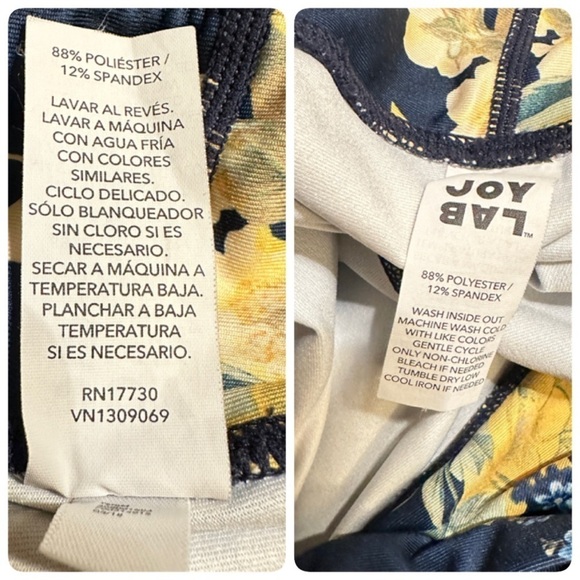 Joy Lab Navy and Yellow Floral Leggings Size Small - Picture 4 of 16